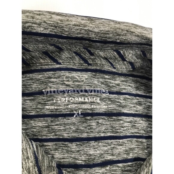 Vineyard Vines Performance Mens Striped Polo Shirt Xl Preppy Golf Logo Grey - Picture 4 of 9